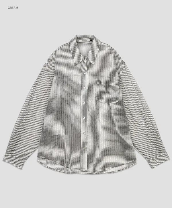 (BL-4430)STRIPE COVER UP OVERSIZED SHIRT