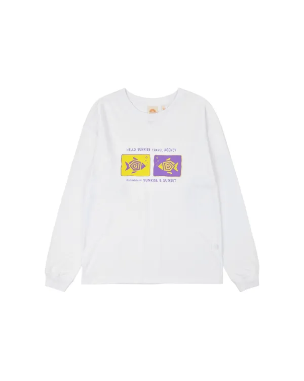 Geometric Fish L/S Tee_White