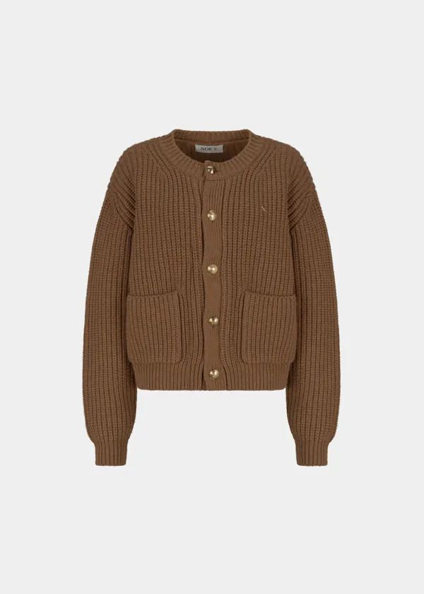 W HEAVY-GAUGE WOOL-BLEND CARDIGAN - CAMEL