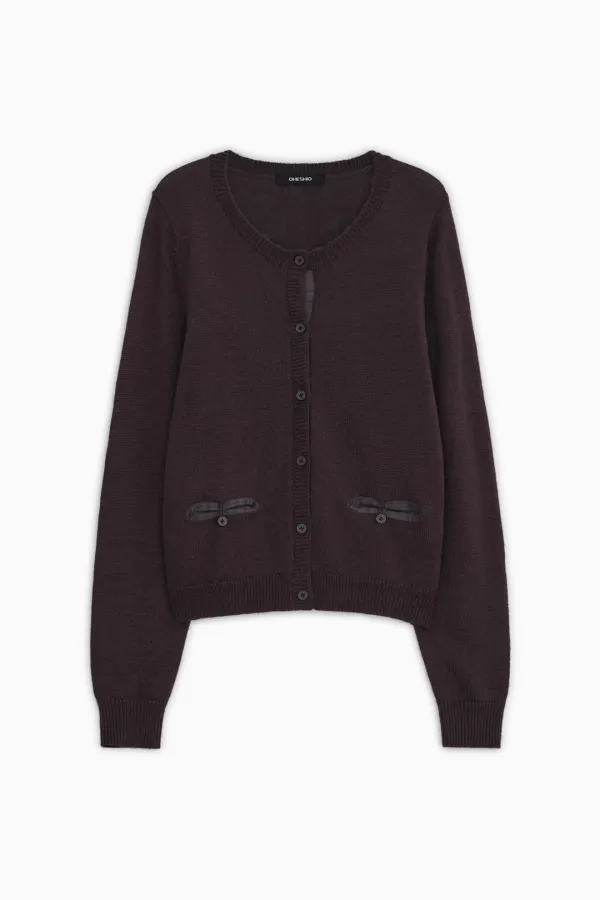 COLOR BLOCK POCKET KNIT CARDIGAN, PURPLE