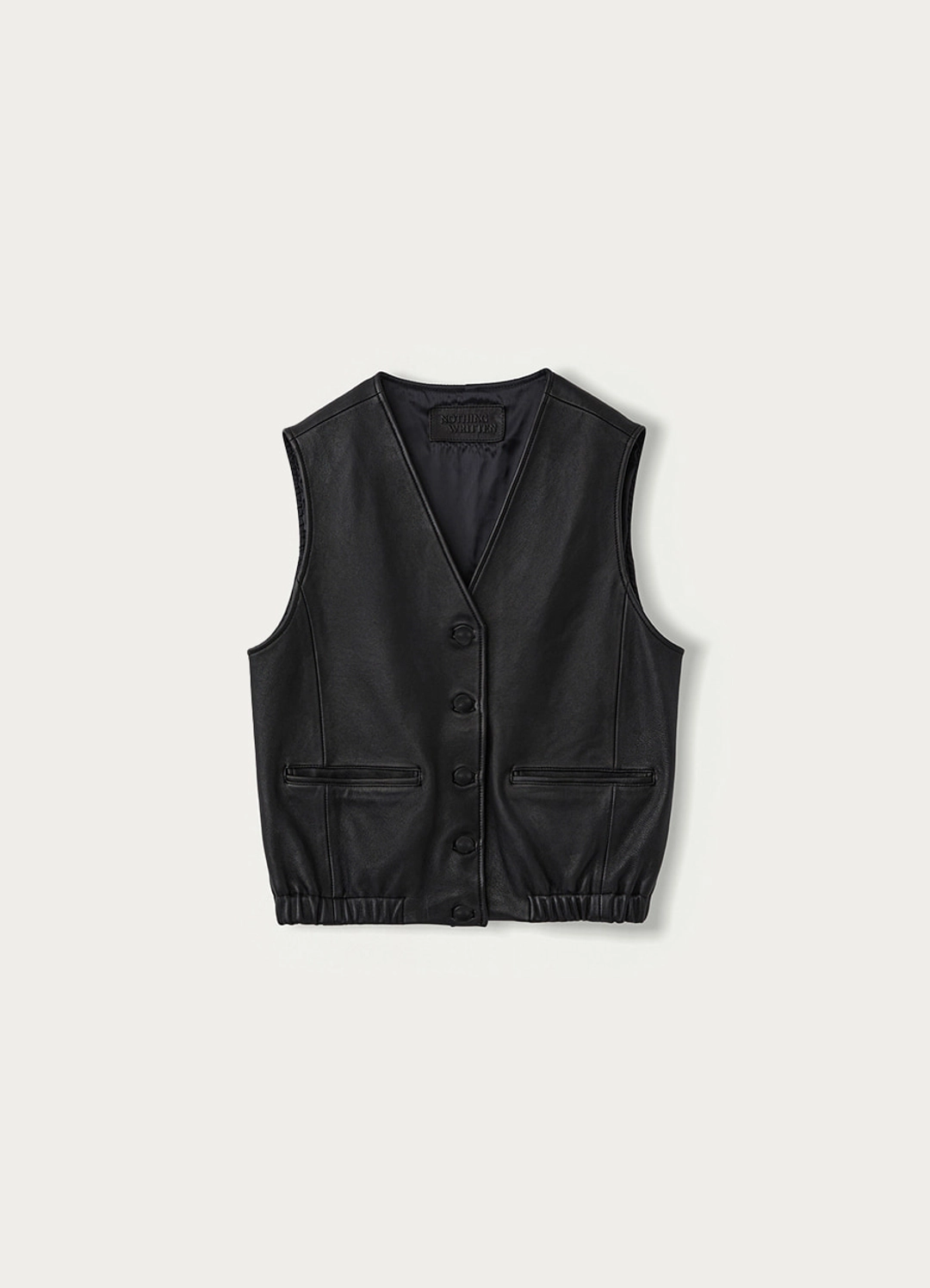 낫띵리튼 Button-up leather vest (Black) 상품 이미지 1