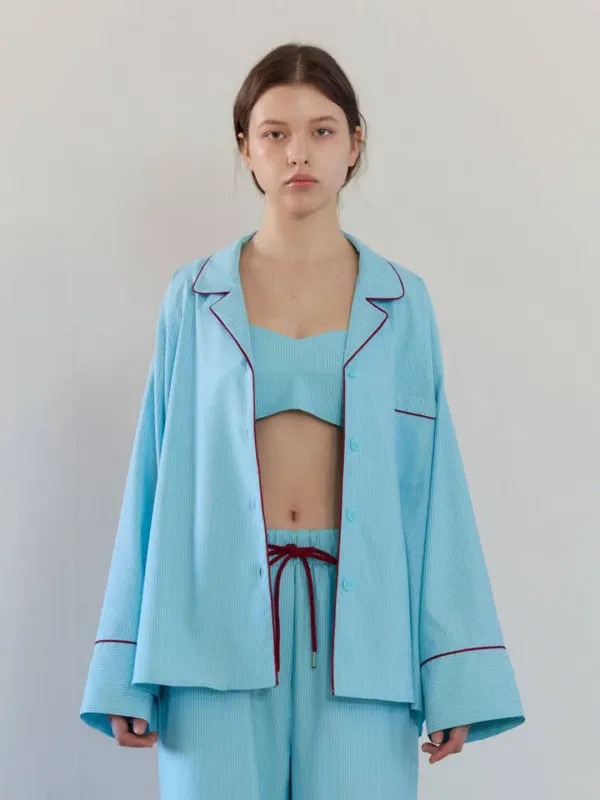 ALL NIGHT STRIPED BRALETTE / SKYBLUE