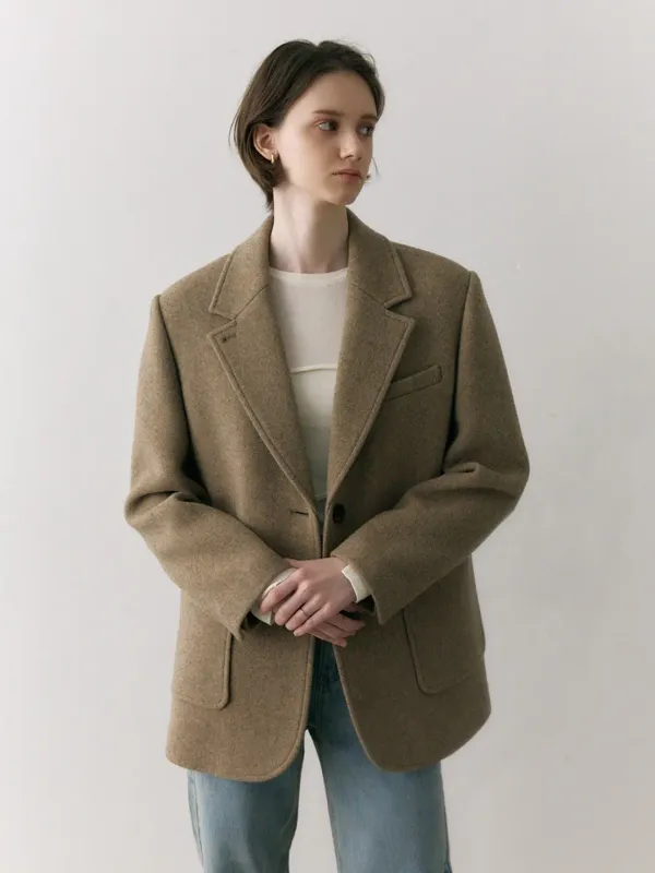 Twill Single Two Button Jacket Beige