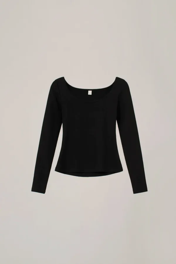 SCOOP NECK T-SHIRT_BLACK