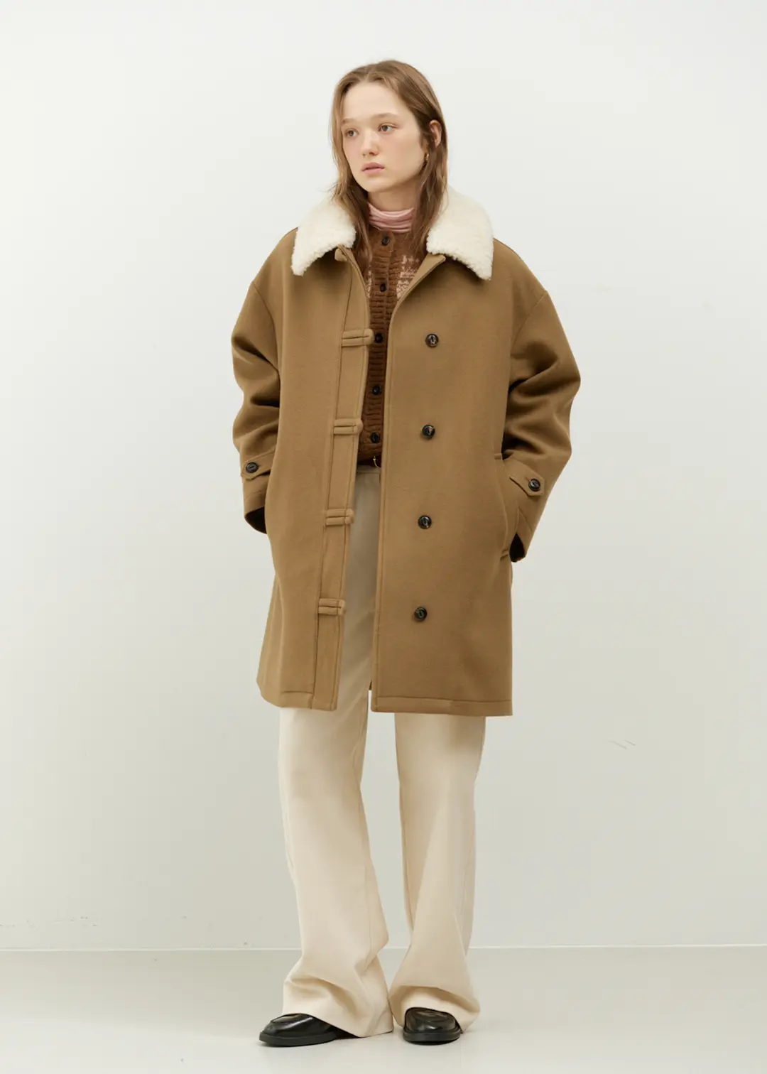 더라이 Shearling Collar Coat(Beige) 상품 이미지 2