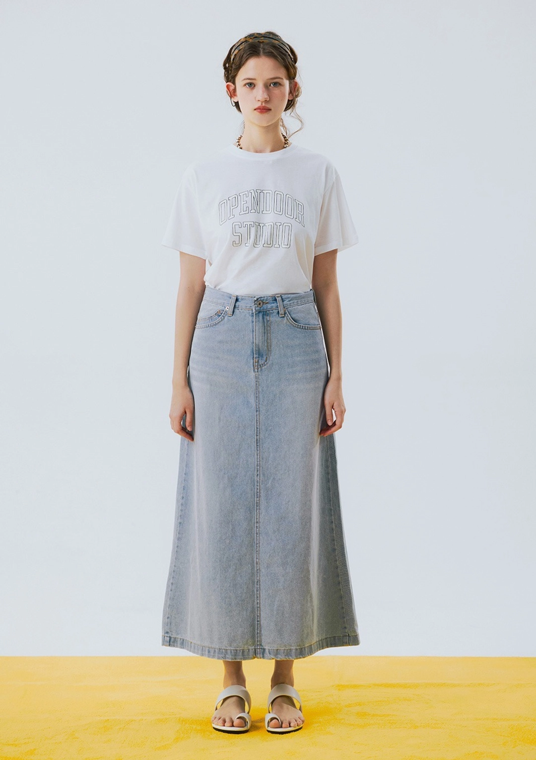 오픈도어 6poket denim long skirt blue 상품 이미지 2