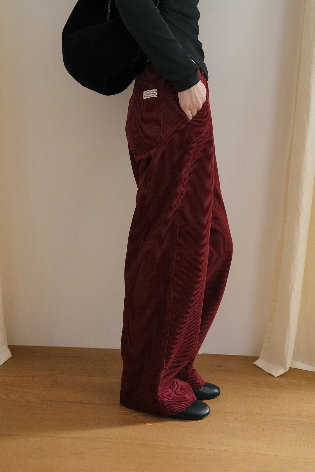 샤드라마 MOST CORDUROY SEMI WIDE PANTS [BURGUNDY] 상품 이미지 2