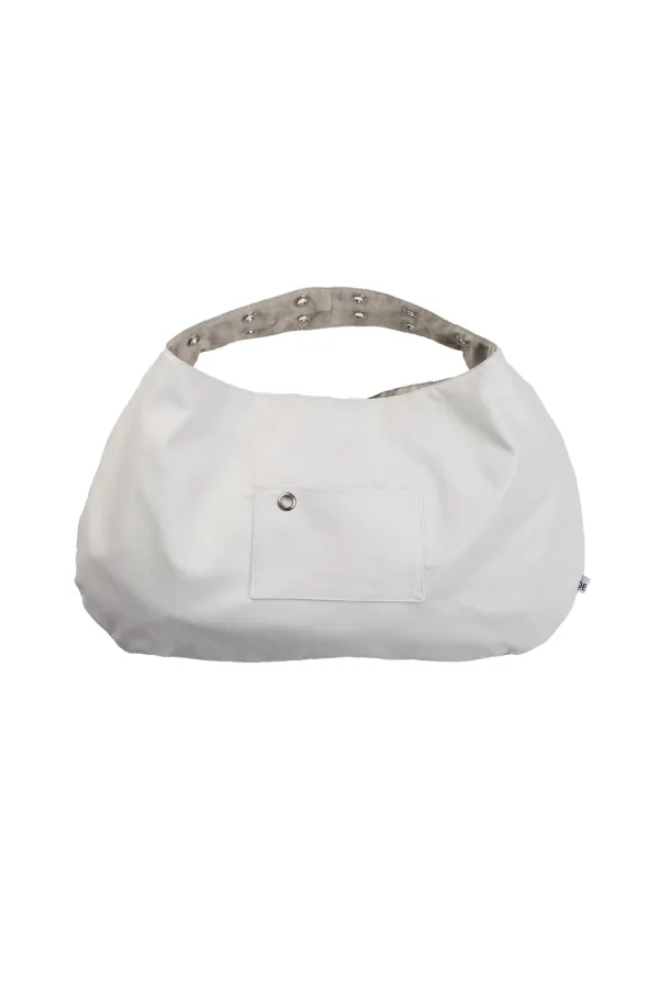 [3RD REORDER] EYELET LEATHER BAG - WHITE