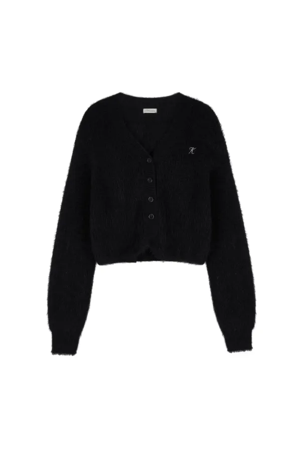 Classic sugarplum hairy cardigan, Black