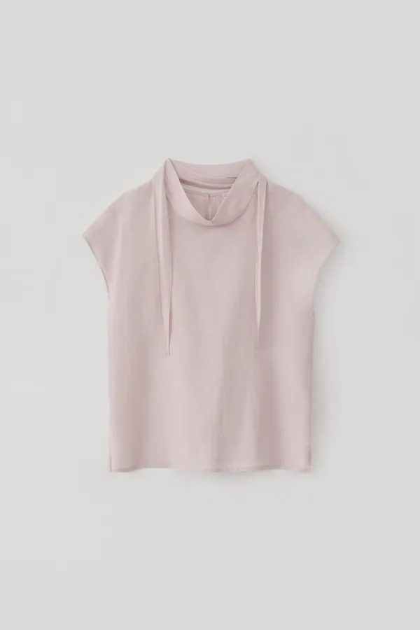 Tie Cap Sleeve Blouse_Pink