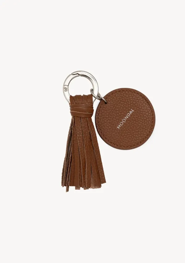 Leather Tassel Keyring in Camel