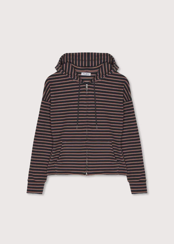 SLIM STRIPE HOODIE ZIP-UP - CHARCOAL