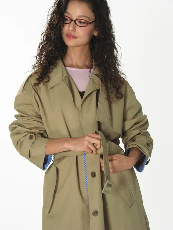 BELTED LONG TRENCH COAT_BEIGE