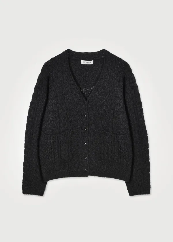 HERITAGE CABLE CARDIGAN - CHARCOAL