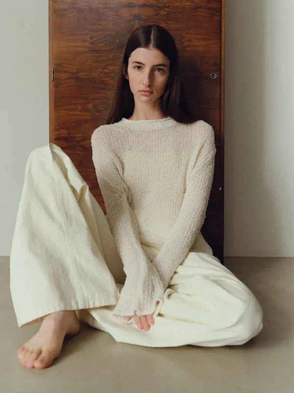 TVS COTTON NETTING KNIT TOP_IVORY