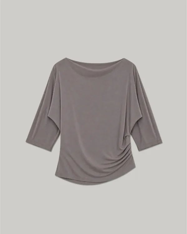[2차 10월 17일 배송 ] Boat Neck Shirring T-Shirt_2Color