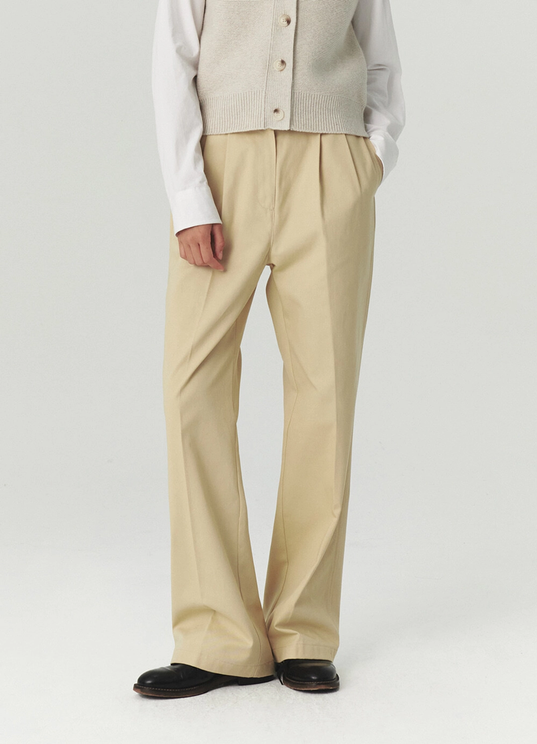 르바 Relaxed Cotton Pants - Light Beige 상품 이미지 1