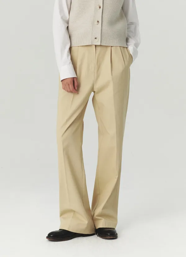 Relaxed Cotton Pants - Light Beige