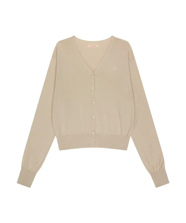 KN4259 브이넥 시어 카디건_Beige
