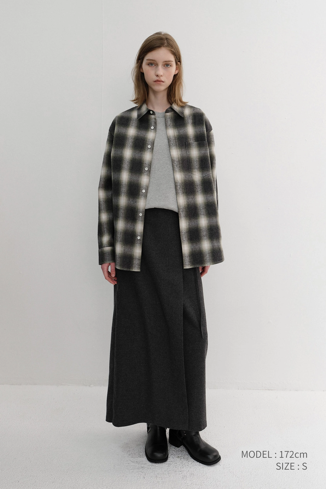 던스트 UNISEX WINTER FLANNEL CHECKED SHIRT OLIVE GREEN_UDSH6D121E2 상품 이미지 1
