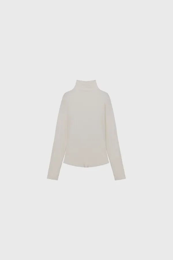 [Exclusive] Modal jersey turtleneck (ivory / khaki / dark gray)