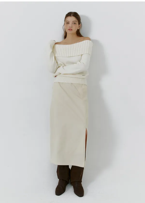 [25-36]  Nona Side Tab Slit Long Skirt  노나 사이드 탭 슬릿 롱 스커트 (가을-봄-시즌리스-데일리룩-하객룩-격식룩-출근룩-오피스룩-데이트룩-롱스커트-슬릿-유니크-언발란스-자체제작)