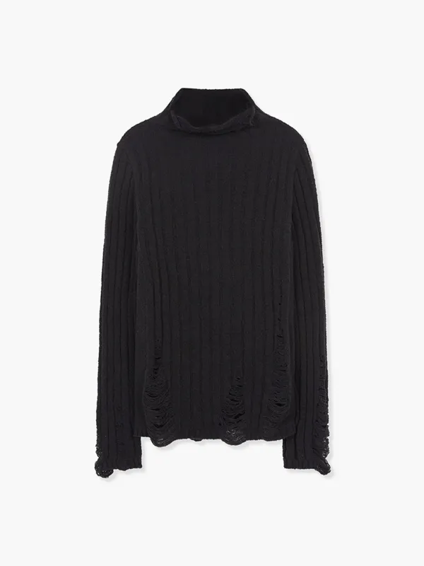 RIBBED TURTLENECK PULLOVER_black