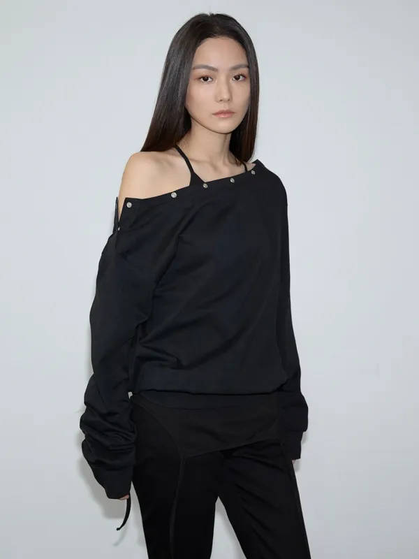 Eyes Boat Neck Long Sleeve (black)