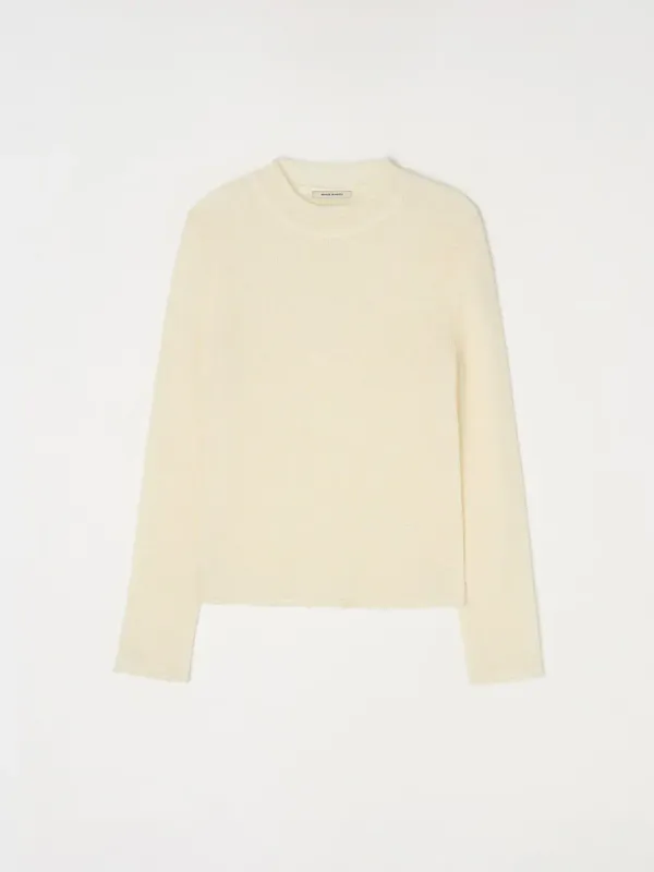 Half neck wool knit top - Ivory
