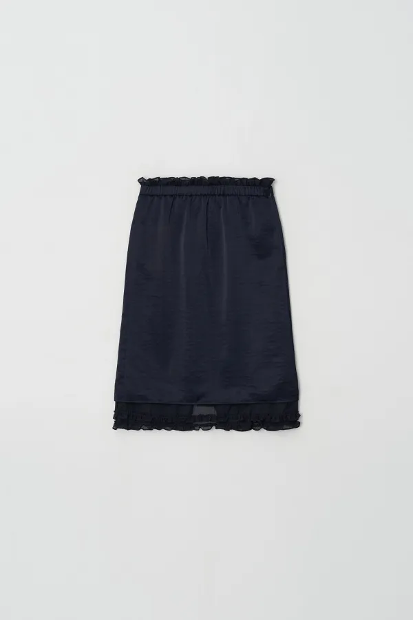 [2차] Sheer Frill Layered Skirt (navy)