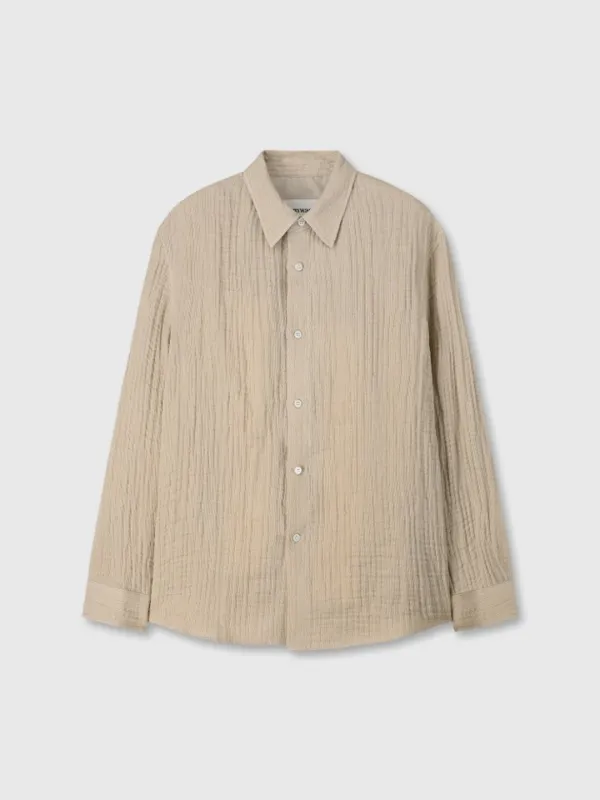 DOUBLE WEAVE LINEN SHIRT_ FRENCH BEIGE