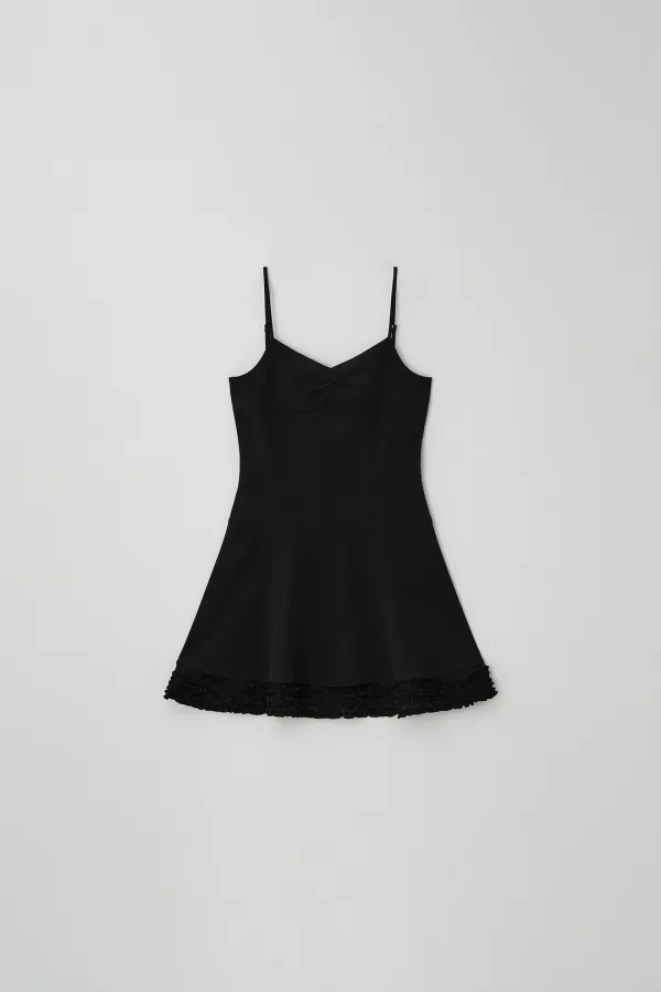 V-neck Frill Dress (black)