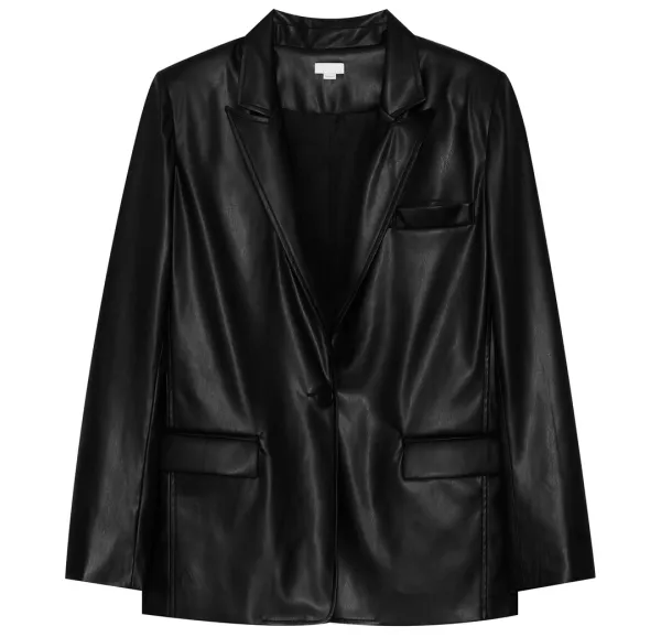 Faux leather blazer (Black)