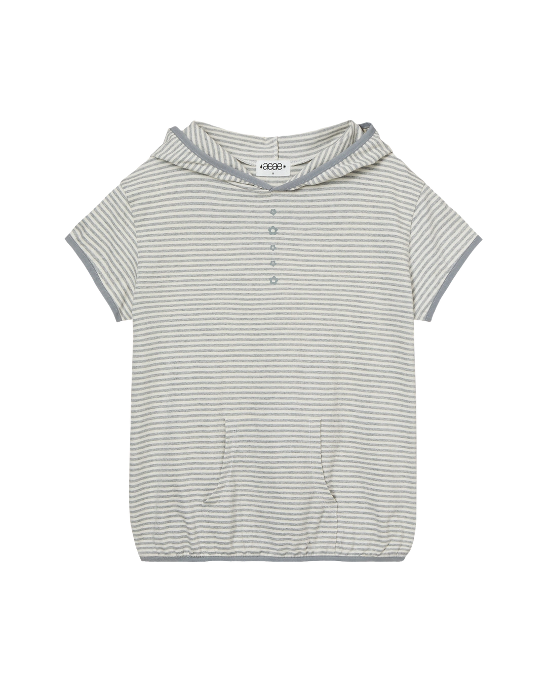 에이이에이이 STRIPE HALF SLEEVE HOODIE [GREY] 상품 이미지 1