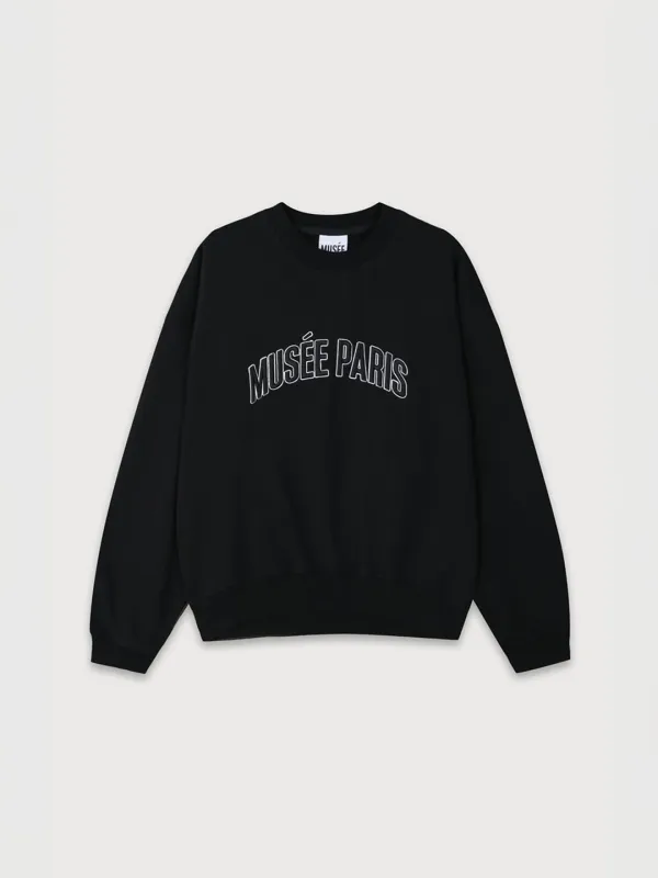 POMPIDOU Oversized MUSEE PARIS Embroidery Sweatshirt_Black