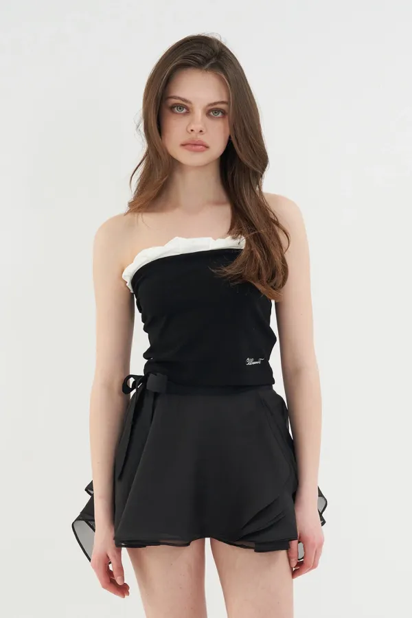 TWIST FRILL TOP BLACK