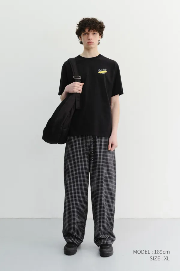 UNISEX CHECKED PAJAMA SLACKS BLACK CHECK_UDPA6B121BK