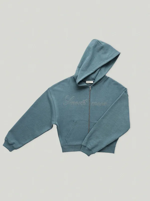 Drew Hooded Zip Up Blue Sea (5th)