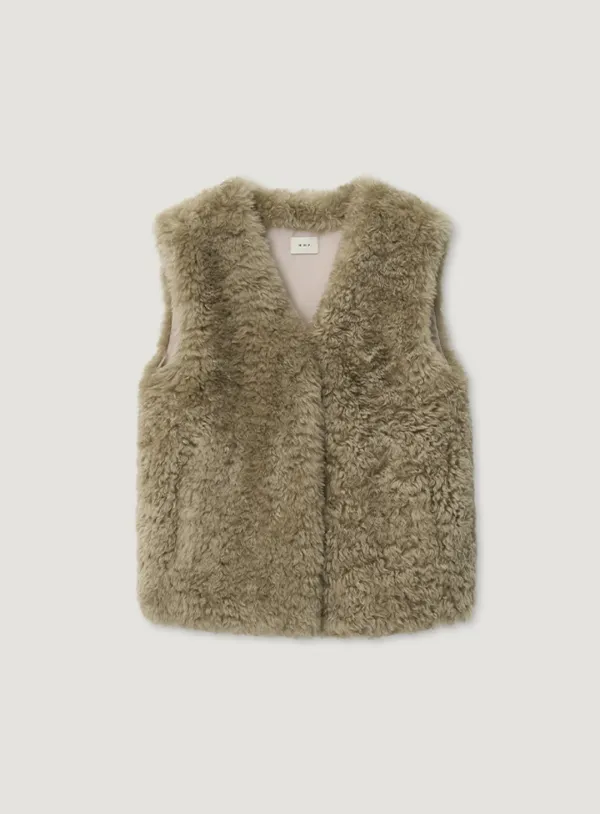 HARNEY FUR VEST_ASH BEIGE