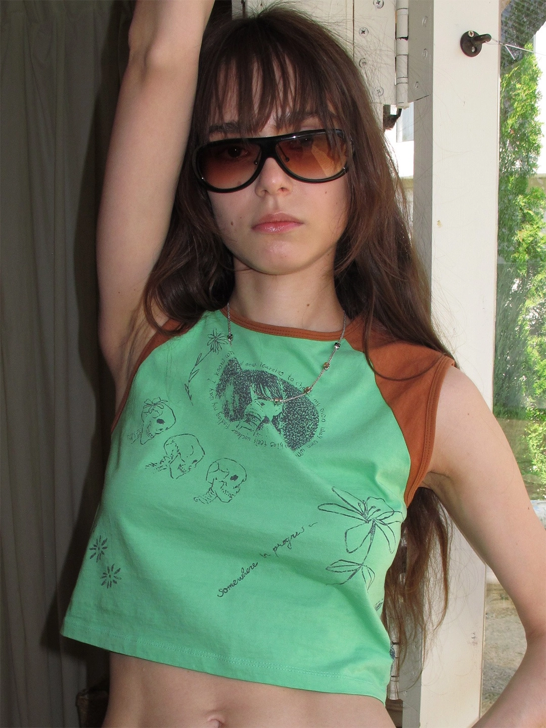 센토르 DOODLE RAGLAN SLEEVELESS TOP_GREEN 상품 이미지 1