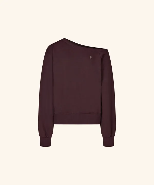 Edin Off-shoulder Sweatshirt ( Burgundy )