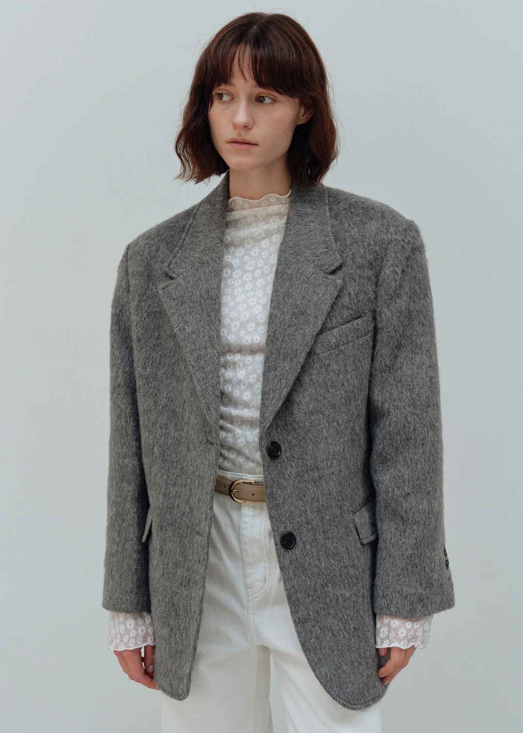 더라이 [Exclusive] Alpaca Wool Half Jacket(Charcoal) 상품 이미지 2