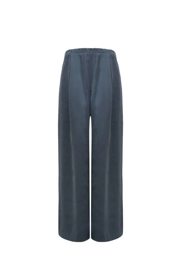 ELASTIC WAIST PANTS (STEEL BLUE)