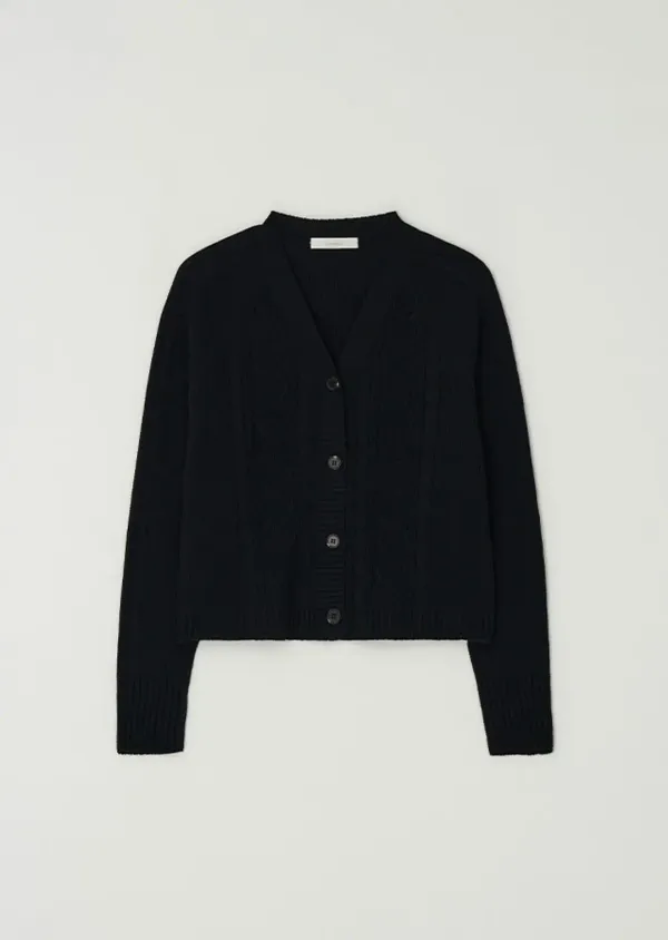 whole garment knit cardigan-black