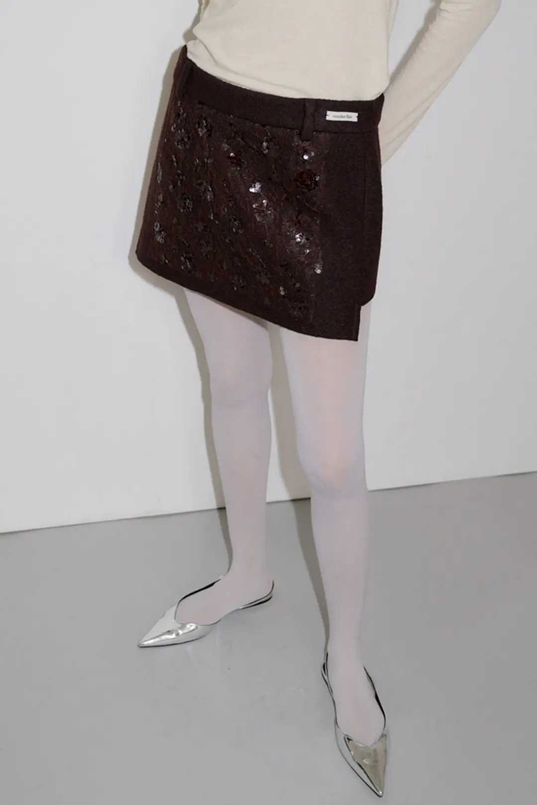 오버듀플레어 SPANGLE WOOL MINI SKIRT_BROWN 상품 이미지 2