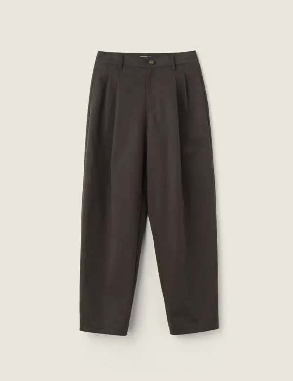 Curved Cotton Pants (Charcoal)