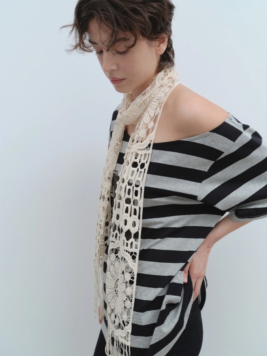 밀로 우먼 Cotton Crochet Scarf [Ivory] 상품 이미지 2