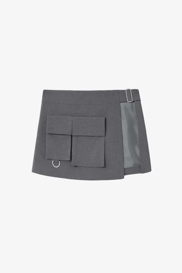 레이어드 벨트 스커트 MELANGE GREY