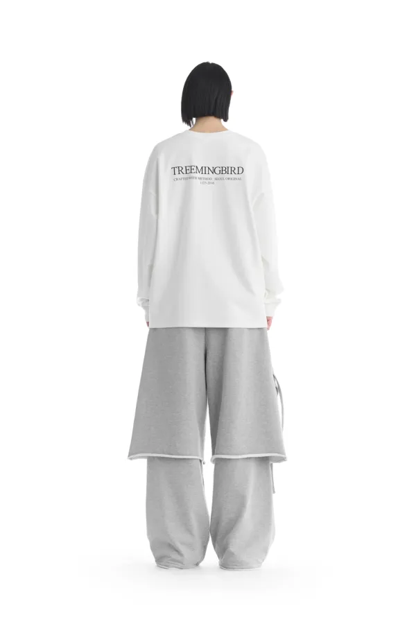 Lettering Oversized Unisex Long-Sleeve T-Shirts [ White ]