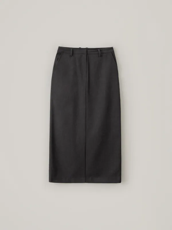Wool Maxi Skirt - Charcoal